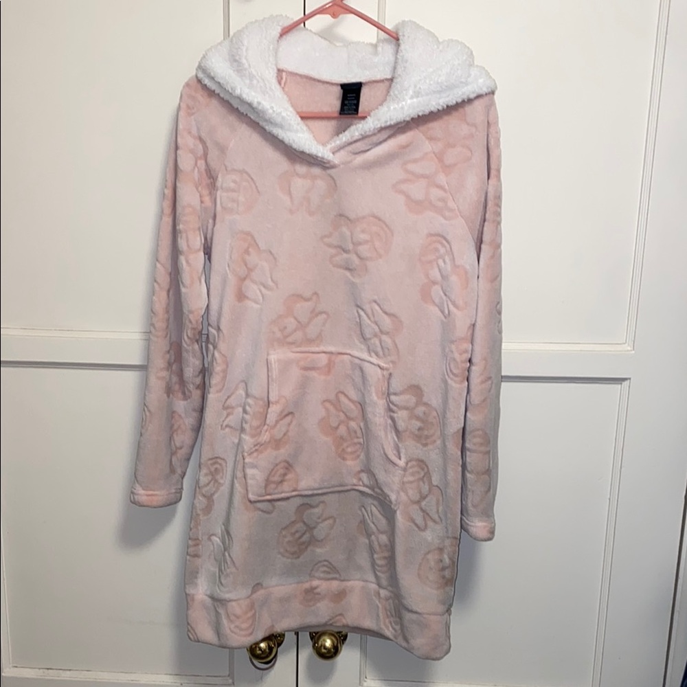 Disney Medium Pink Minnie Fleece Lounger with Sherpa Hood - Picture 3 of 14